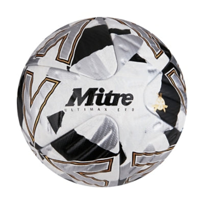 Front view of the Mitre Ultimax Evo White, Silver and Black